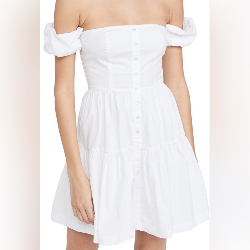 STAUD Mini Elio dress white NWT size 4